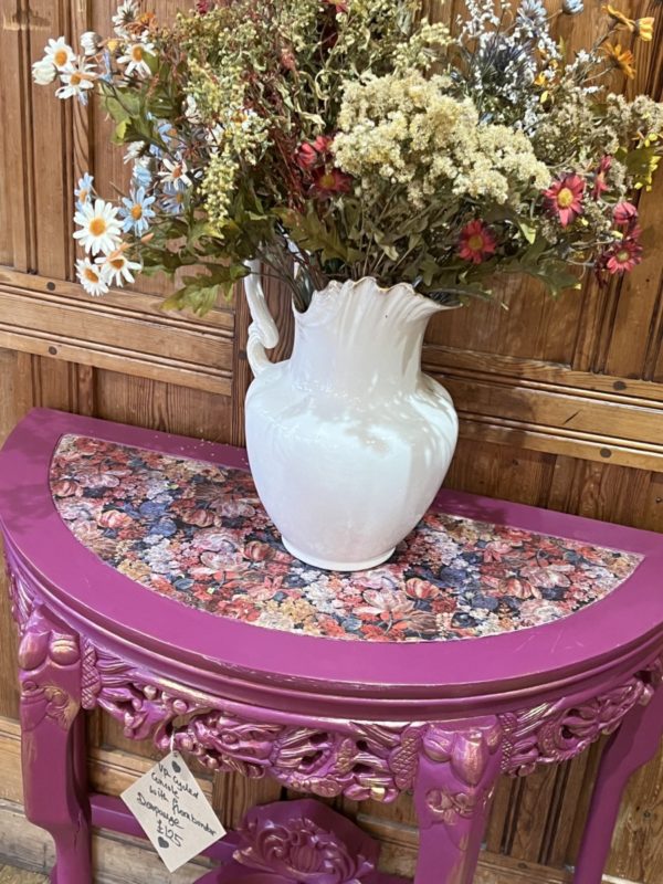 Hand painted vintage half moon console table - Image 5