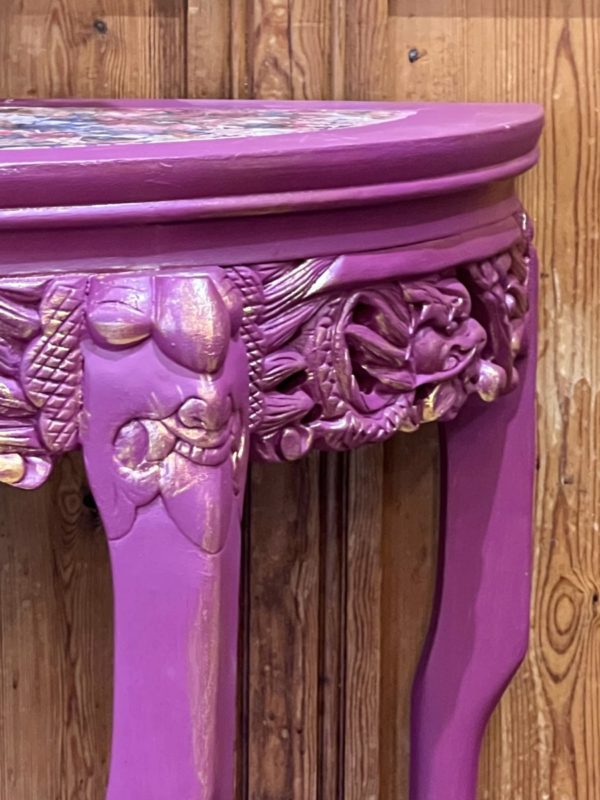 Hand painted vintage half moon console table - Image 7